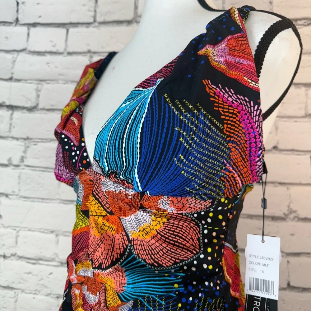 La Blanca Women's High Neck Keyhole Mio One Piece Swimsuit, Sunlit Soiree, Sz 16 - Picture 10 of 10